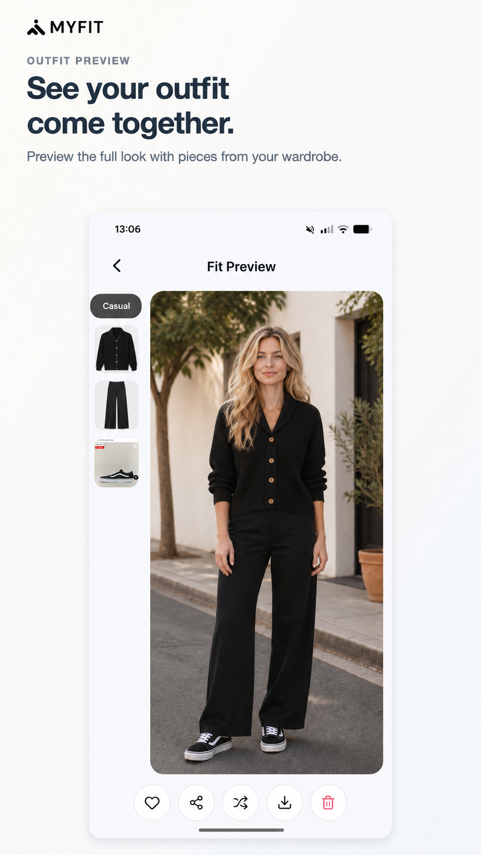 My Fit outfit preview on a personalized model